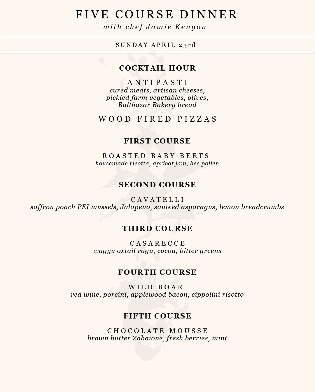 Blooming Hill Farm Menu