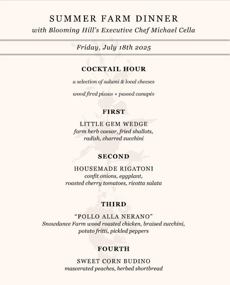 Blooming Hill Farm Menu