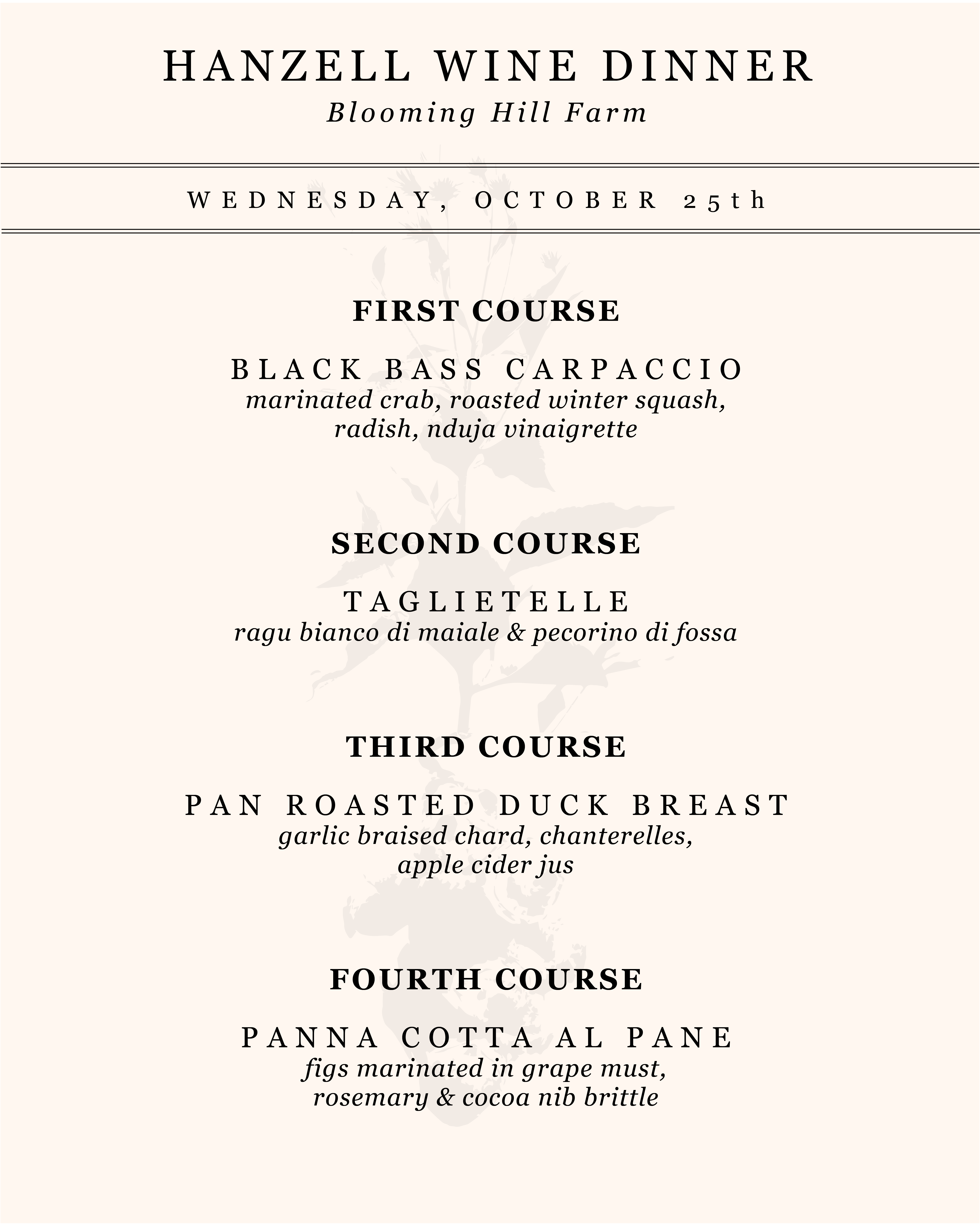 Blooming Hill Hanzell Dinner