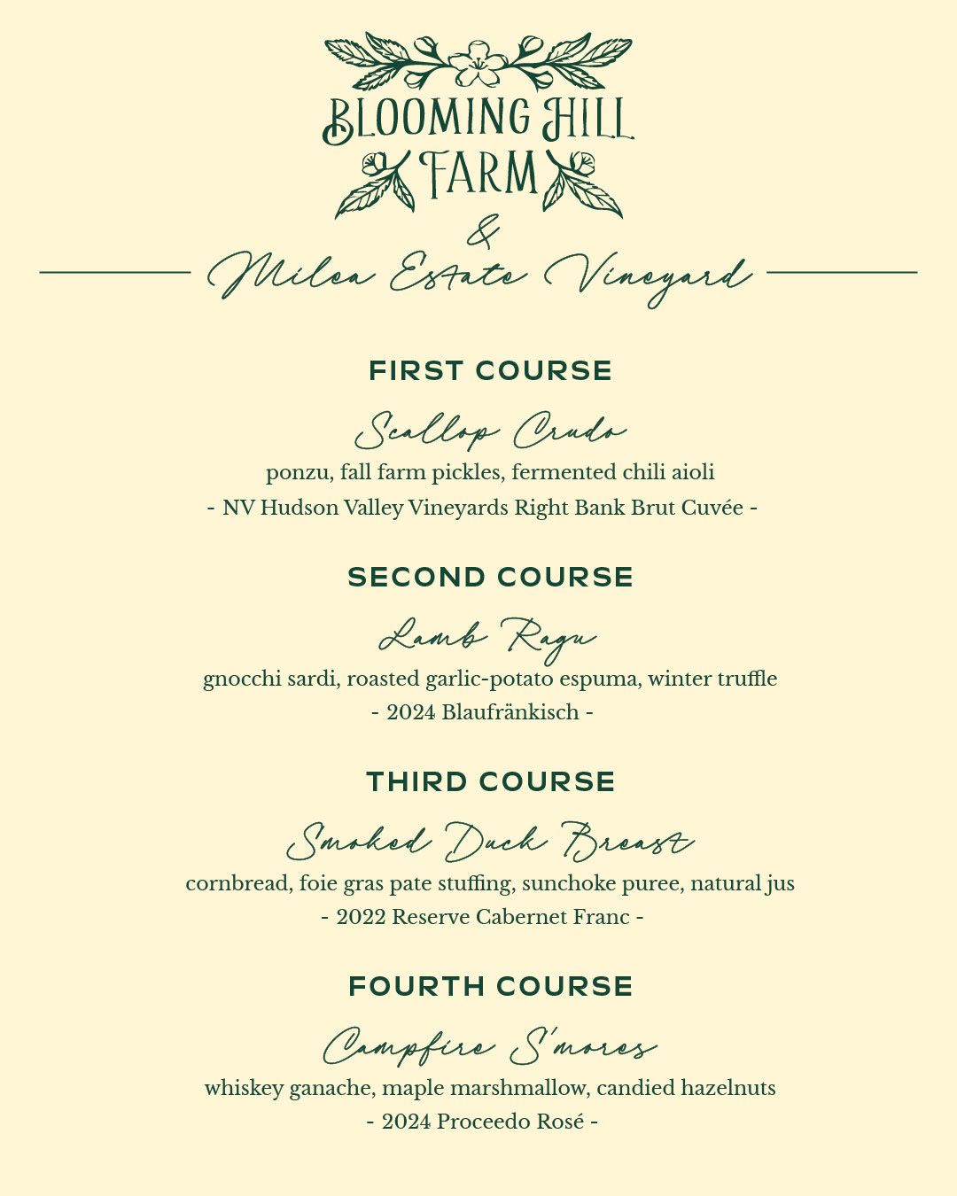 Blooming Hill Farm Menu