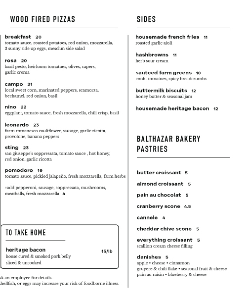 Blooming Hill Farm Menu