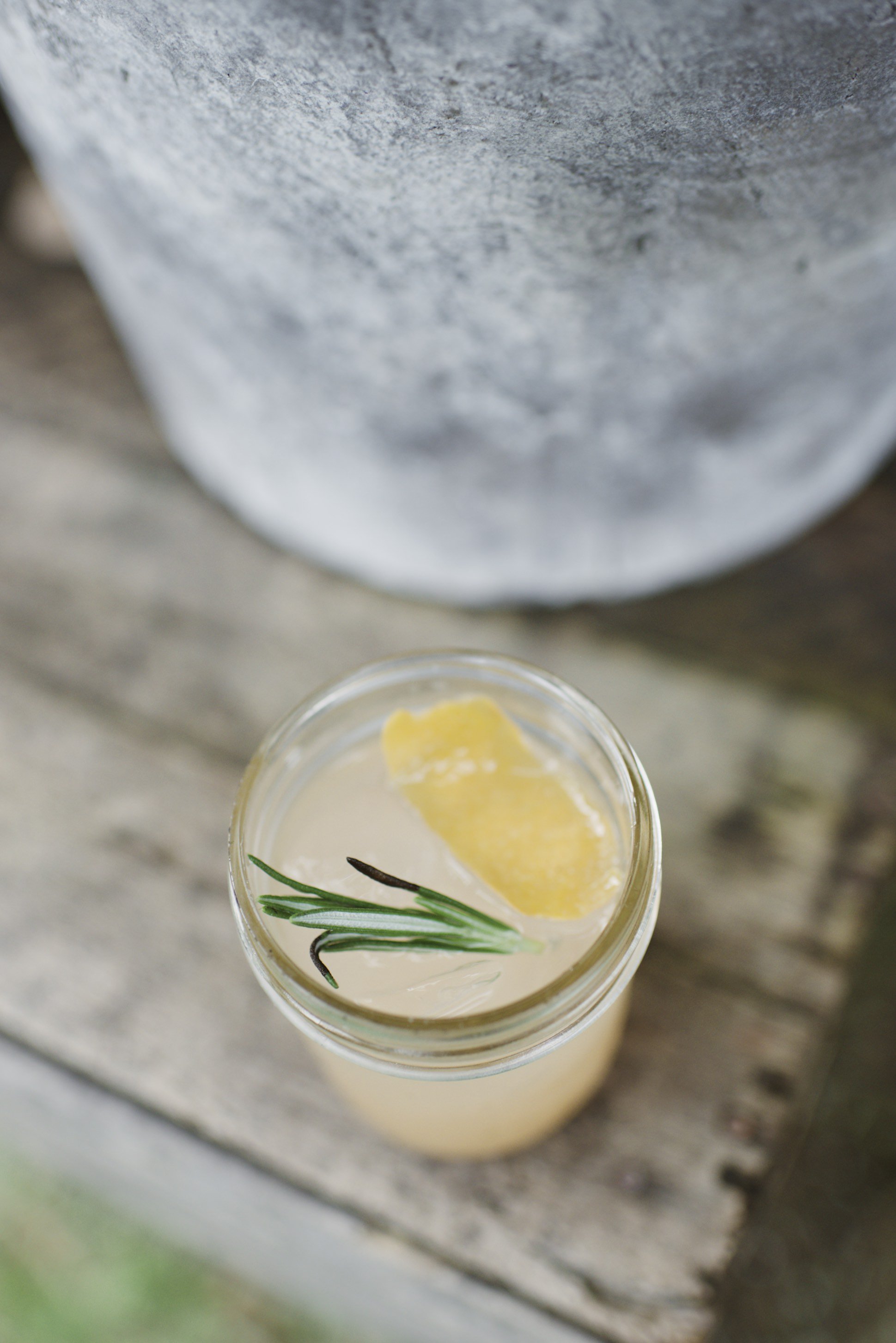 Mixed Drink with Lemon and Rosemary